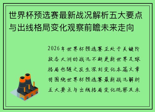 世界杯预选赛最新战况解析五大要点与出线格局变化观察前瞻未来走向
